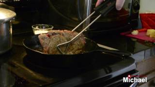 Cooking a Ribeye Steak in a Cast Iron Skillet [upl. by Nibas]