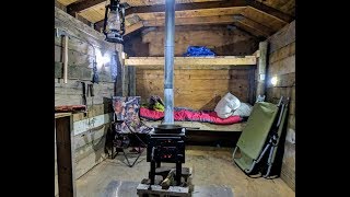 Winter Overnighter in my Bushcraft Cabin [upl. by Ahsert]