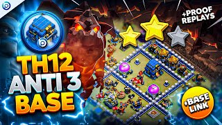 The ULTIMATE TH12 ANTI 3 STAR BASE with LINK 2024  Town Hall 12 War Base ANALYSIS  PROOF Replays [upl. by Godwin]