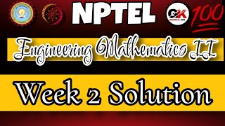 NPTEL Engineering Mathematics 2 Assignment 2 Solution week2 nptel [upl. by Osric806]