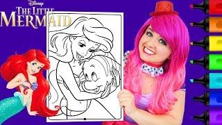 Coloring Ariel The Little Mermaid Coloring Page Prismacolor Paint Markers  KiMMi THE CLOWN [upl. by Esor891]