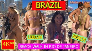 4K⁶⁰  👉 BEACH WALK Leblon Beach 🏖️  BRAZIL  Rio de Janeiro  TRAVEL 🌟 [upl. by Sibella]