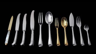 Puiforcat Hermes 140pc Sterling Silver amp Vermeil Flatware Set Mazarin Pattern [upl. by Oirasec]