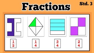 Fractions  std 3  Maths Fractional numbers  Exercises and activities Maharashtra State Board [upl. by Ahsied]