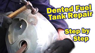 How to Repair Dents in Motorcycle Fuel Tank Step by Step [upl. by Alvie]