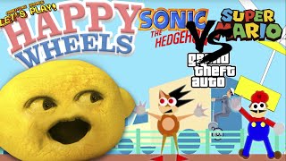 Grandpa Lemon Plays  HAPPY WHEELS Sonic vs Mario vs GTA [upl. by Moishe262]