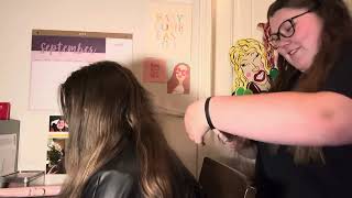 ASMR  straightening younger sister’s hair with nail taps ❤️ [upl. by Lemrac98]