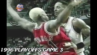 Alonzo Mourning vs Dennis Rodman Crazy Matchup in 1996 Playoffs Game 3 [upl. by Eirellam]