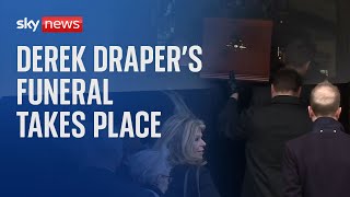 Watch Elton John Tony Blair and Richard Madeley attend Derek Drapers funeral [upl. by Yerbua]