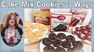 CAKE MIX COOKIES 3 WAYS  Easy Holiday Cookies  Choc Mint Red Velvet Kiss Creamsicle [upl. by Dowell]