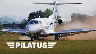 PC24 – The Super Versatile Jet Landing on Grass Runway [upl. by Anestassia]