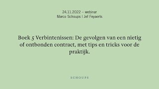 Boek 5 Verbintenissen De gevolgen van een nietig of ontbonden contract [upl. by Renato538]