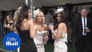 Racegoers dress up for Aintree festivals Ladies Day [upl. by Anrym471]