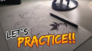 Let Practice together  Anime Face Drawing [upl. by Nyliac]