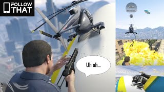 If you land on the Blimp all of this happens  GTA 5 Story mode [upl. by Edwards]