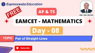 MATHS EAPCET 2024  Day 8  Pair of Straight Lines  Class 1112  AP TS [upl. by Hanley]