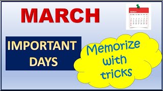 March Important Days Trick  Memorize March important days  STORY  MCQ March Days [upl. by Ydne]