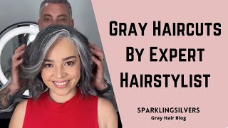 10 Gray Hair Transition Haircuts by Expert Hairstylists  SPARKLINGSILVERS [upl. by Alikam17]