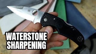 How to Sharpen any Pocket Knife Quickly  WATER STONE SHARPENING [upl. by Imar]