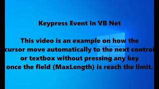 How to use Keypress Event in VBNet Part 2 [upl. by Merrily916]