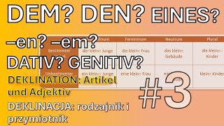 DEM DEN EINES  Deklinacja rodzajnik i przymiotnik Gramatyka niemiecka ĆWICZENIA A2 odc 3 [upl. by Inek]