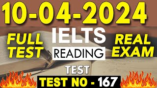 IELTS Reading Test 2024 with Answers  10042024  Test No  167 [upl. by Melli]