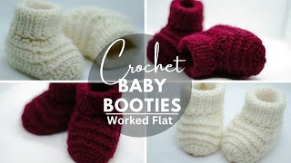 Crochet Baby Booties  Worked Flat [upl. by Gnemgnok]