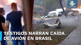 Estos son los dramáticos testimonios de vecinos que filmaron la caída del avión en Brasil [upl. by Rondi]