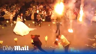 Shocking new Iraq wedding drone footage showing moment venue set ablaze [upl. by Cedric]