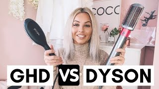 DYSON AIRWRAP VS GHD GLIDE HOT BRUSH  Lucy Jessica Carter [upl. by Yarb]