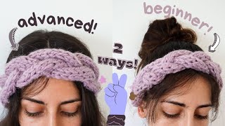 2 Ways To Knit A Braided Headband \\ Beginner And Advanced [upl. by Niliac]