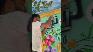 Maskin tayip wall desigin painting 🏡wallartdecoration wallartdecor painting art [upl. by Nosyaj]