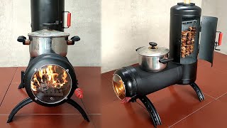 How to make a wood stove Grill and fireplace at home  The most amazing new model 2023 [upl. by Wasserman226]