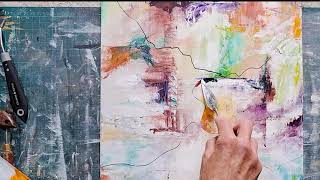 Beautiful Abstract Acrylics Tutorial  Fall Colours Palette Knives and Pens 🍂abstract acrylics [upl. by Sanez]