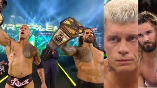 Roman Reigns amp The Rock Wins Destroy Cody Rhodes amp Seth Rollins at Wrestlemania 40 [upl. by Daggna]