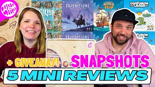 5 Mini Board Game Reviews  GIVEAWAY  Board Game Snapshots [upl. by Ahsaeyt]