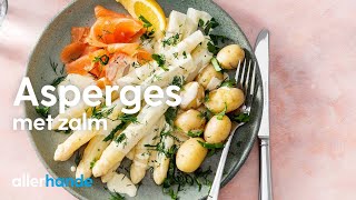 Witte asperges koken met zalm  Recept  Allerhande [upl. by Nerac]