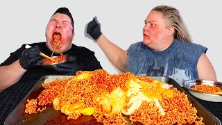 Fire Noodle Challenge with Trailer Trash Tammy • MUKBANG [upl. by Animsaj352]