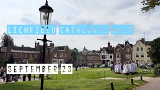 Lichfield Cathedral Outside Walk Tour UK Tourist Spot Staffordshire England UK [upl. by Rand]