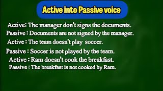 Active And Passive VoicePresent Simple Negative SentencesActive into Passive Voice [upl. by Baldwin]