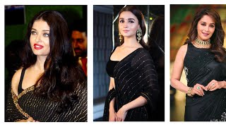 CELEBRITIES IN STUNNING BLACK SAREES  BOLLYWOOD BEAUTIES IN BEAUTIFUL BLACK SAREES [upl. by Reyaht159]