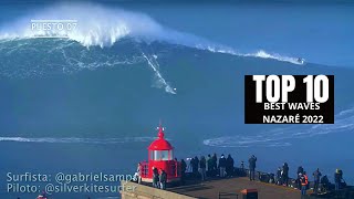 Top 10 BEST WAVES of NAZARE SWELL 2022 [upl. by Yrevi978]