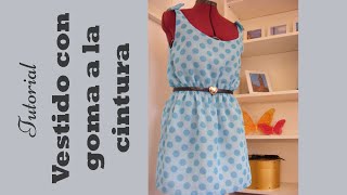 Vestido con goma en la cintura Tutorial paso a paso para hacerlo DIY COSTURA [upl. by Aenil628]