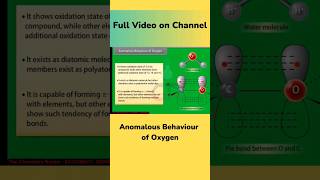 Anomalous Behaviour Of Oxygen shorts chemistry class11 oxygen [upl. by Clover101]