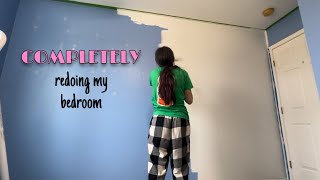 COMPLETELY redoing my bedroom for my birthday painting new furniture decorating  more [upl. by Nryhtak]