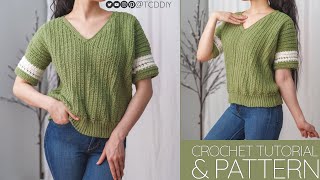 How to Crochet V Neck Top  Pattern amp Tutorial DIY [upl. by Quinta]