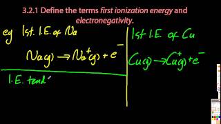 321 Define 1st IE and Electronegativity IB Chemistry SL [upl. by Inesita667]