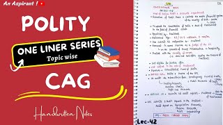 CAG  One Liners Topic wise  Indian Polity  Lec42  An Aspirant [upl. by Oninrutas604]