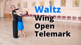 Waltz Basic Lesson  Wing Open Telemark Cross Hesitation Outside Spin [upl. by Lledor]