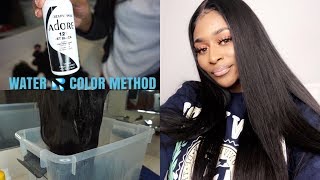 HOW TO DYE HAIR JET BLACK USING THE WATER COLOR HAIR DYE METHOD  FT JULIA HAIR [upl. by Flieger]